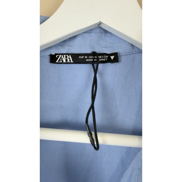 Zara Sleeveless Shirt with Shoulder Pads & Buttons Women’s Blue Size M NWOT - Picture 7 of 11